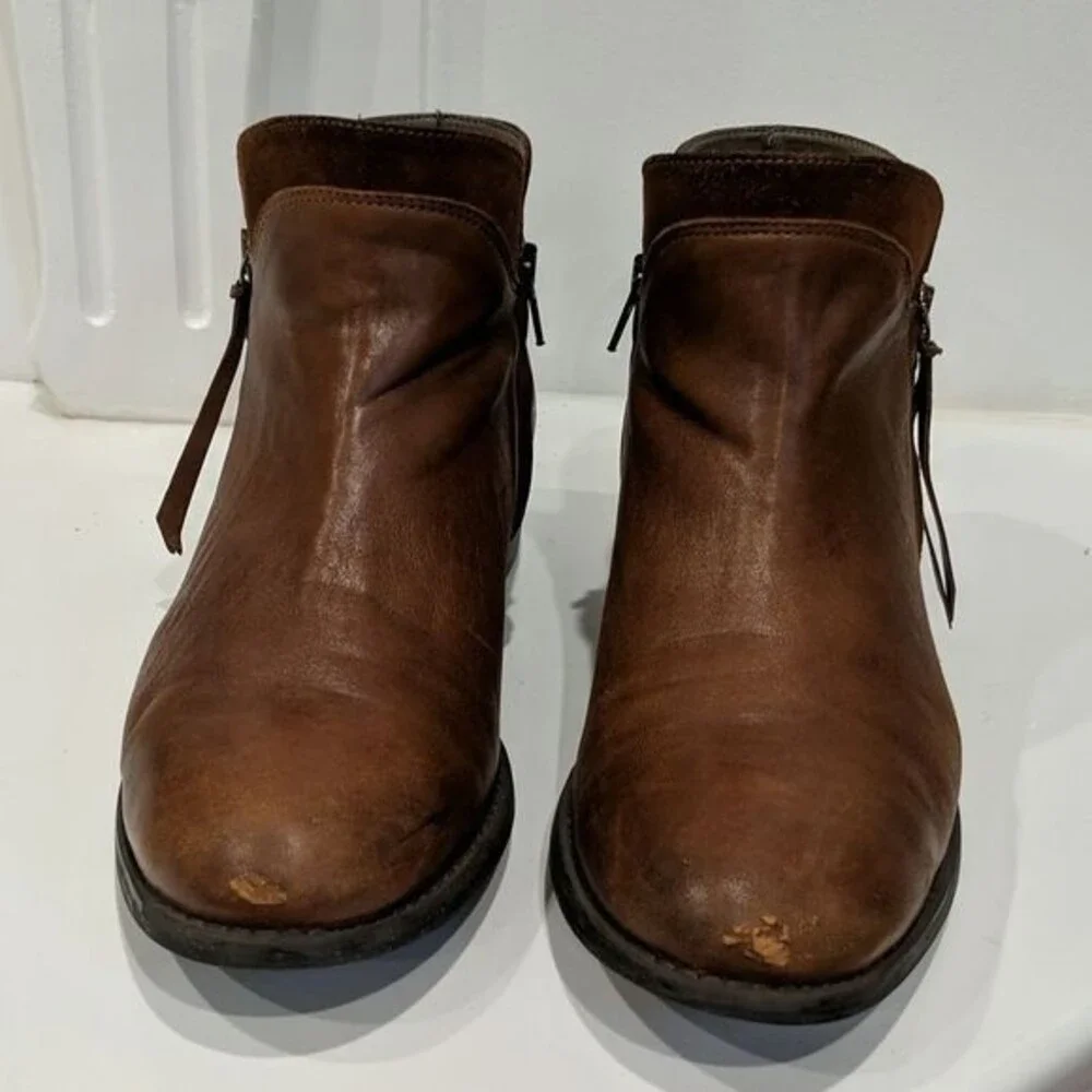 Bella Vita Ankle Booties, Genuine Leather, Cognac Brown, Size 9 W